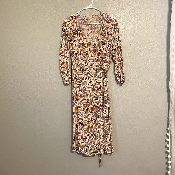 Beach Lunch Lounge Womens Large Dress Wrap Summer Tie Long Abstract Boho - Picture 13 of 13